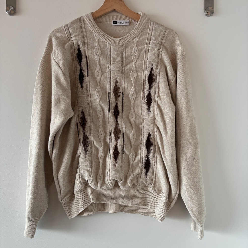 Vintage Bachrach Merino Wool Tan Crewneck Sweater